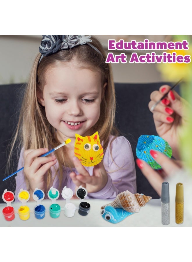 موردلي مجموعة رسم صدفة البحر للأطفال: لعبة فنية وحرفية هدية للأطفال الصغار من سن 4 إلى 12 عامًا - لوازم فنية إبداعية لعيد الميلاد وحفلات عيد الفصح وأنشطة ألعاب - Image 3